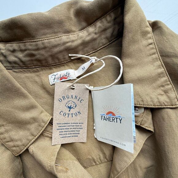 NWT faherty “Arlie” short sleeve shirt dress in Tan. Size M - Picture 12 of 13